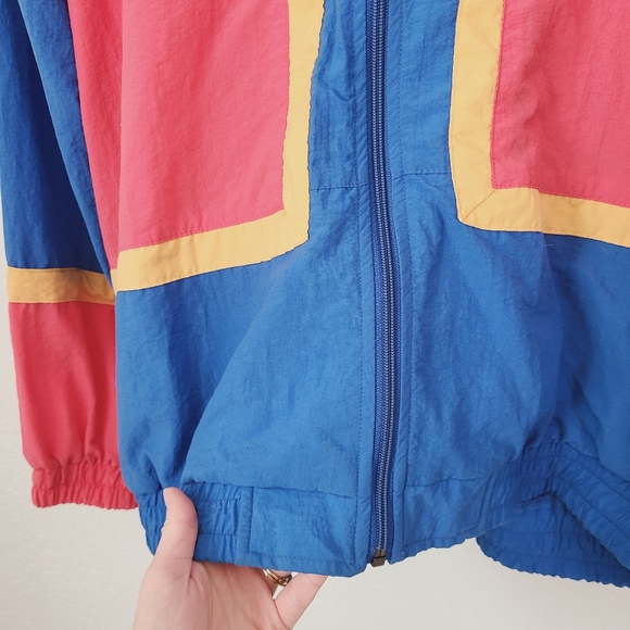 80-90s Vintage Bold Color Block Windbreaker Jacket - Picture 9 of 10
